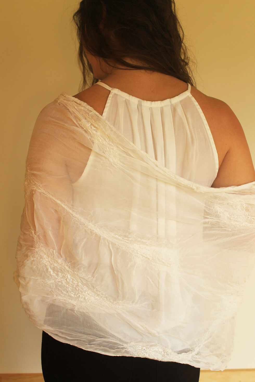 Thumbnail: yin silk scarf - lge/ half wrap 'natural white'