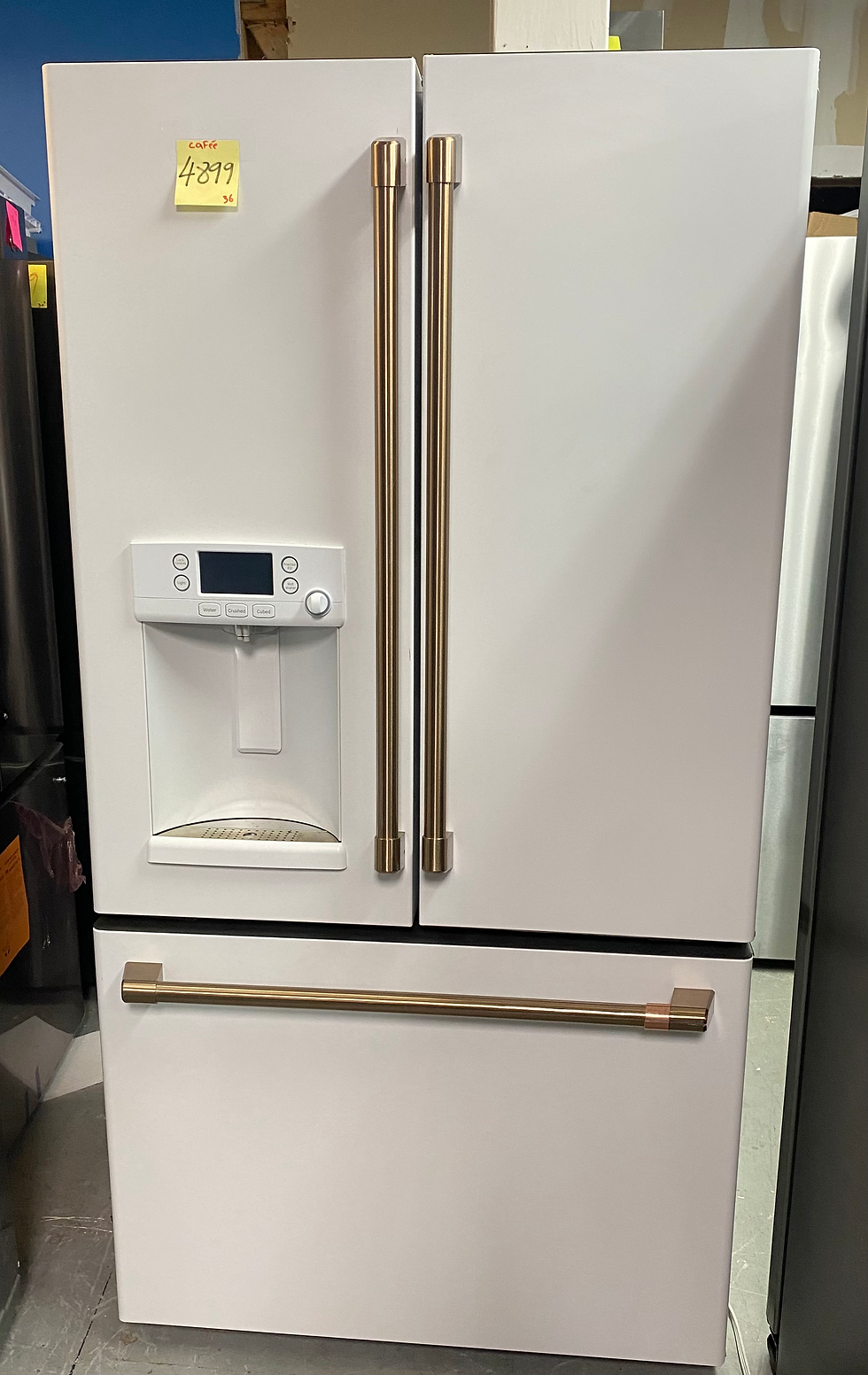 GE Café 36" Refrigerator in white with ice and water (Refurbished)