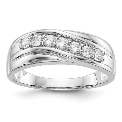 14K White Gold Diamond Men's Wedding Band