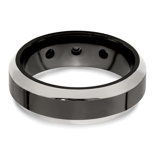 Thumbnail: Edward Mirell Black Ti Beveled Diamond With Sterling Silver Bezel Band