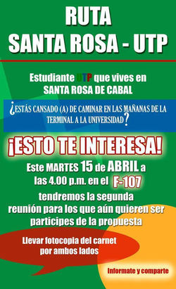Ruta Santa rosa-UTP