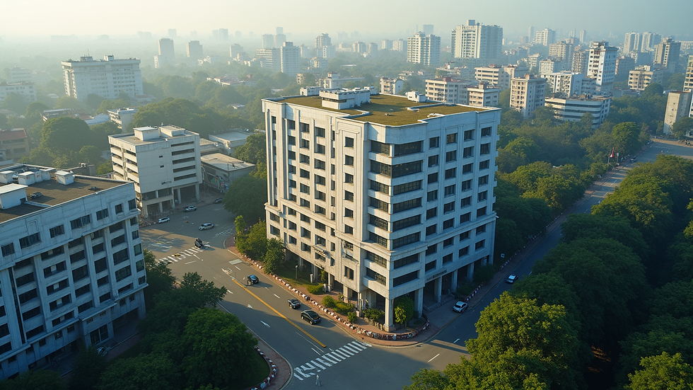 High angle view of contemporary commercial building in Bengaluru