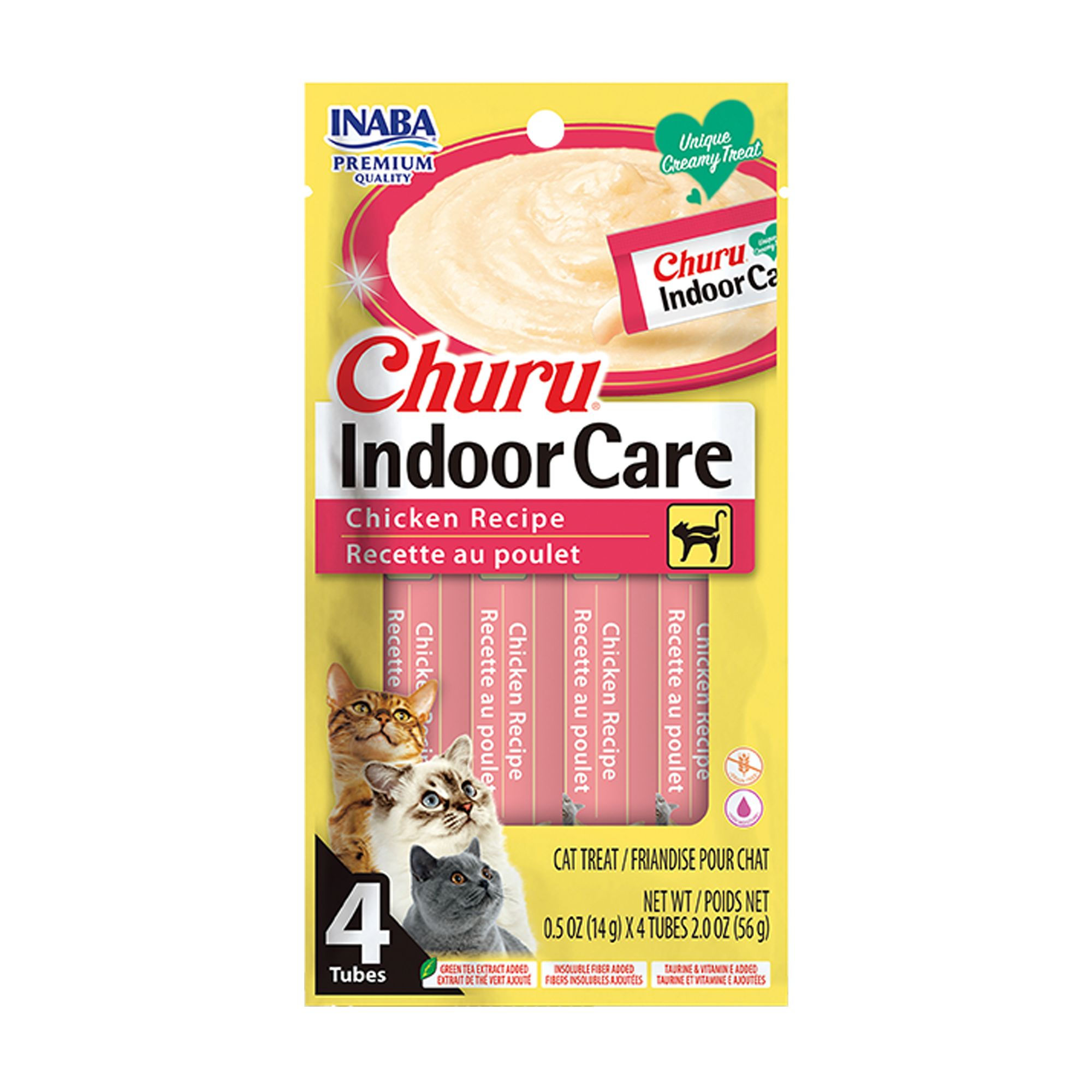 Inaba Churu Indoor Care Chicken Cat Treat Tubes 4Pack