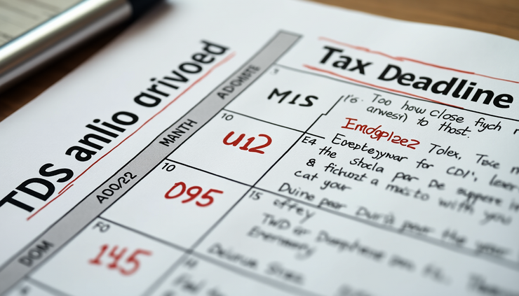 Eye-level view of a calendar with marked tax deadlines and notes