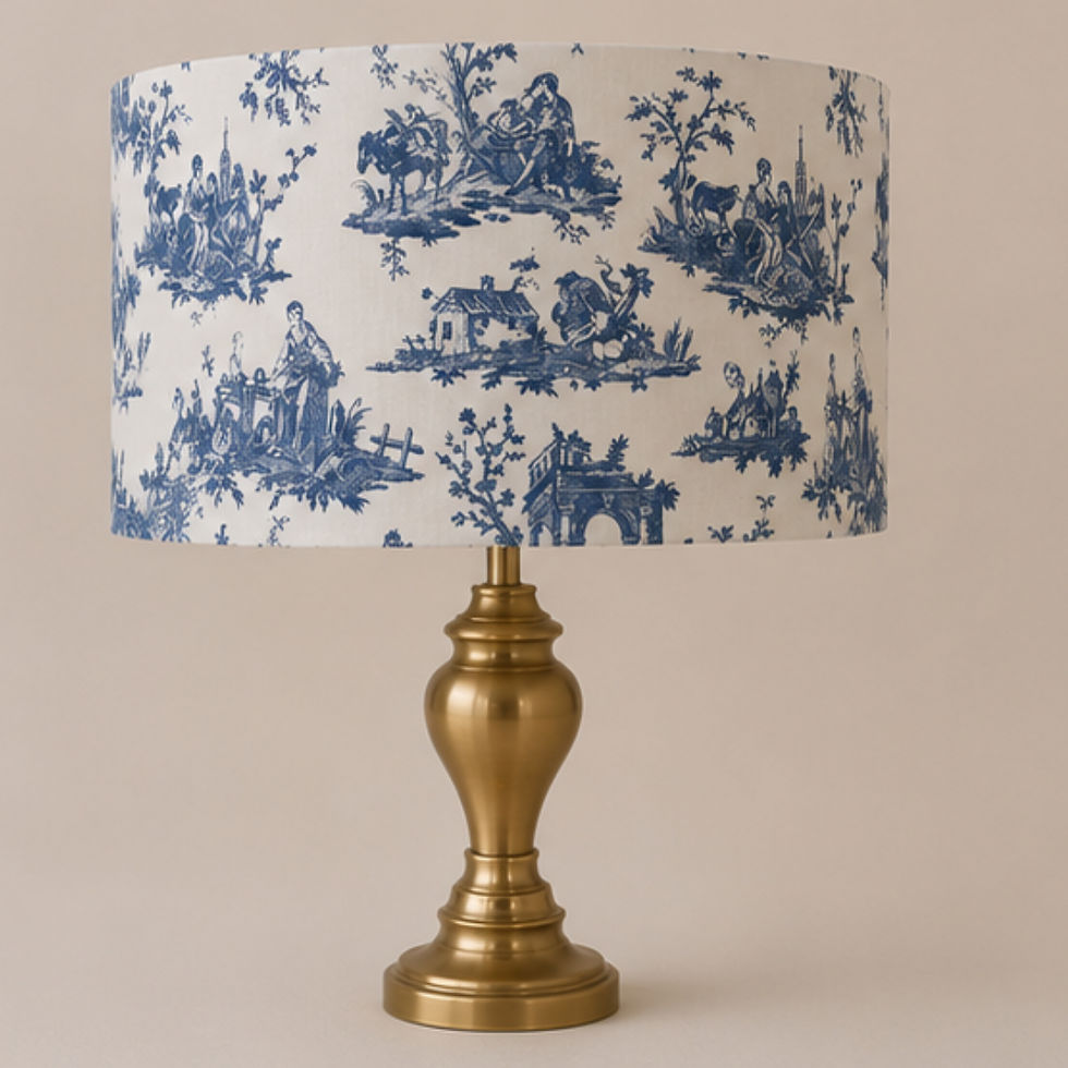 SALE 35cm diameter x 25cm height French Toile in French Blue Lampshade