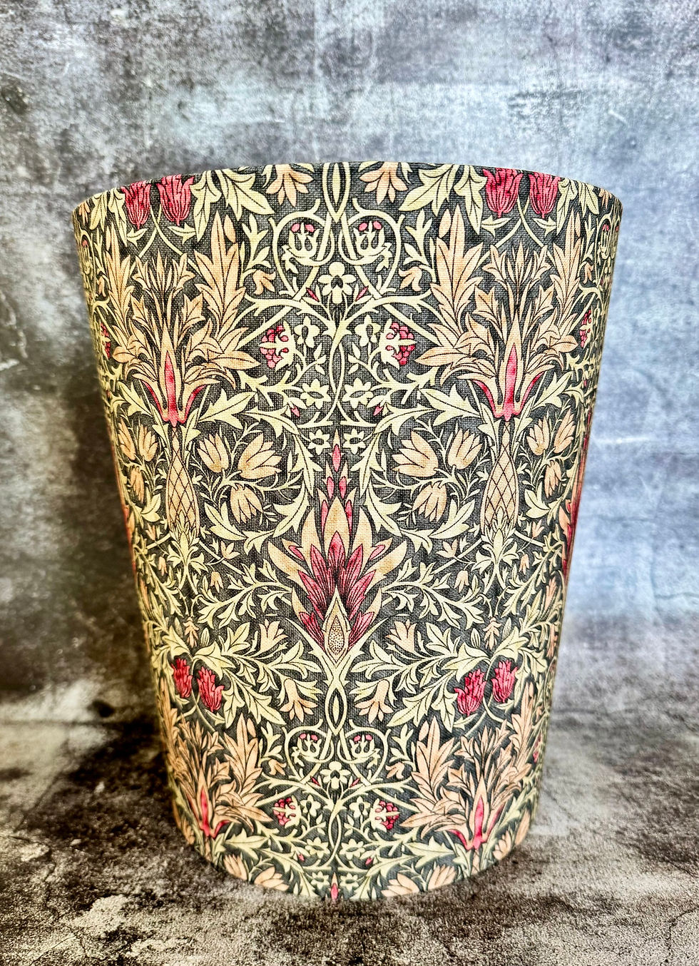 Thumbnail: william morris snakeshead waste paper bin gold copper silver trim office mocha
