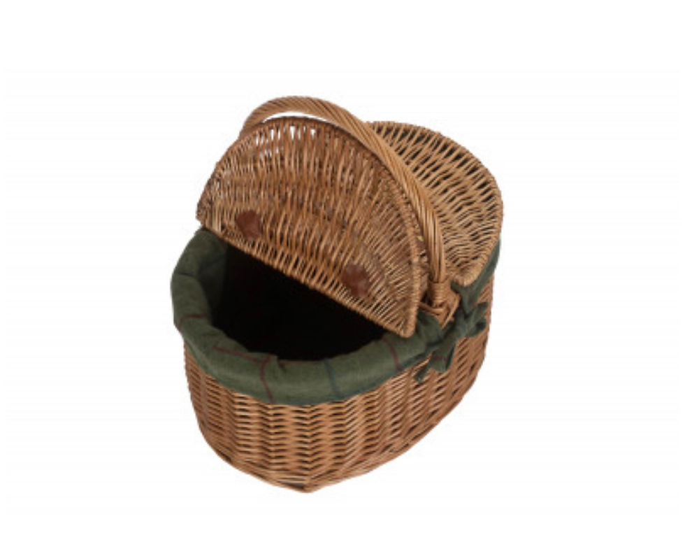 Thumbnail: The Paddock Picnic Basket with green tweed lining displayed