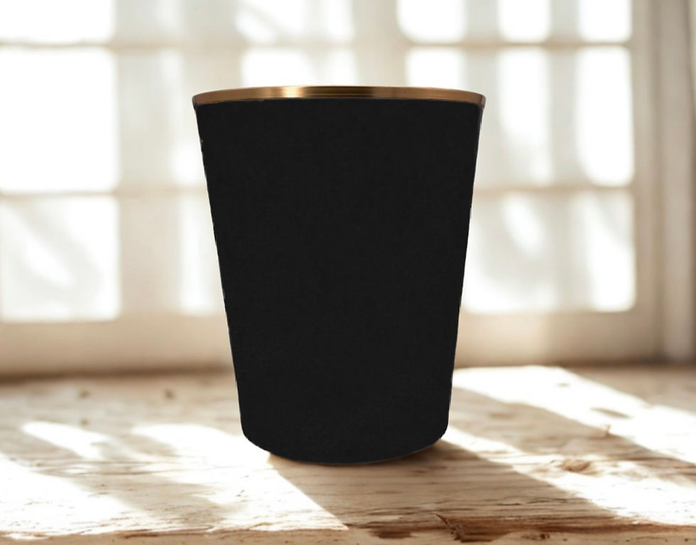 venetian jet black velvet waste paper bin with gold trim