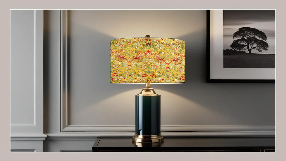 william morris strawberry thief ochre mini print table lampshade