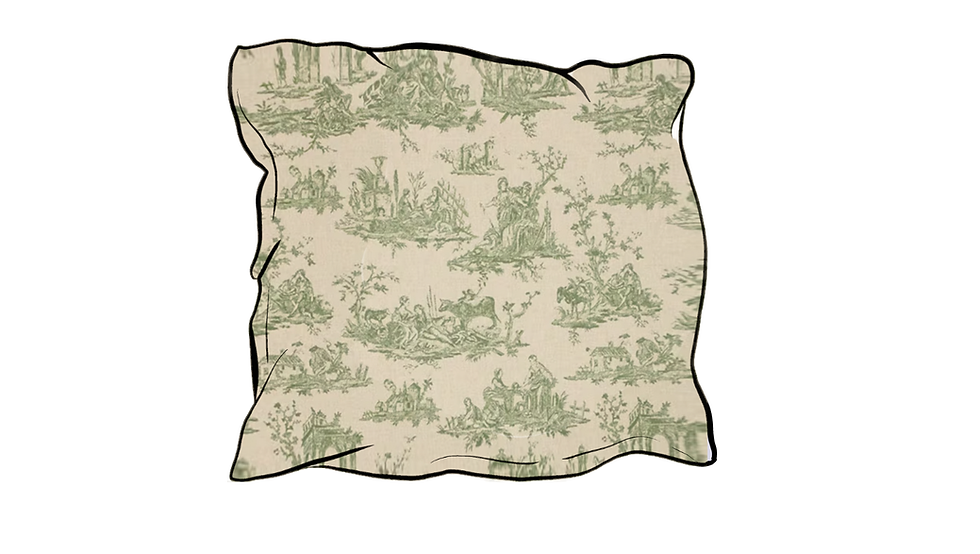 french toile sap green in linen scatter cushion