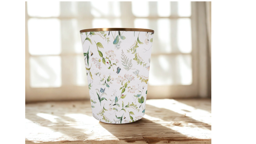 Sophie Allport Wild Floral Waste Paper with gold trim