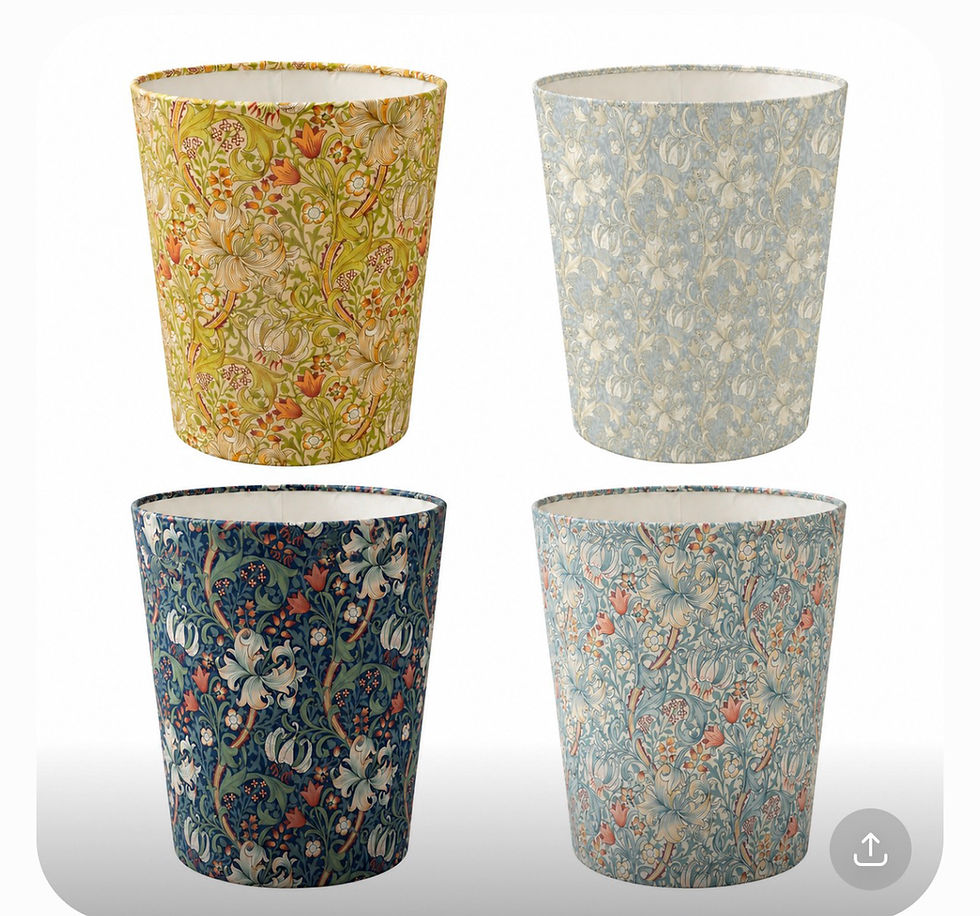 William Morris Golden Lily Waste paper bins - cornsilk, pool, jewel, tourmaline
