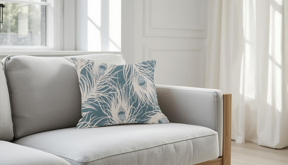 teal peacock feather scatter cushion case