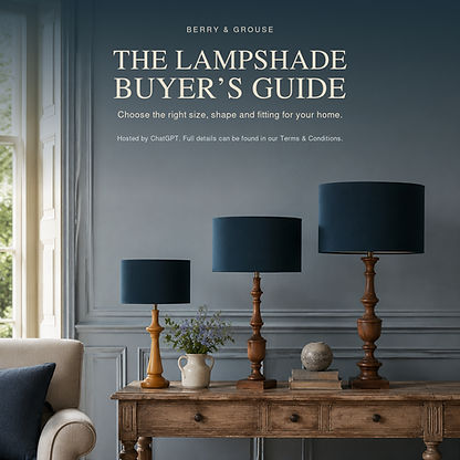 Berry & Grouse Lampshade Buyer’s Guide featuring an elegant lampshade in a country-house interior.