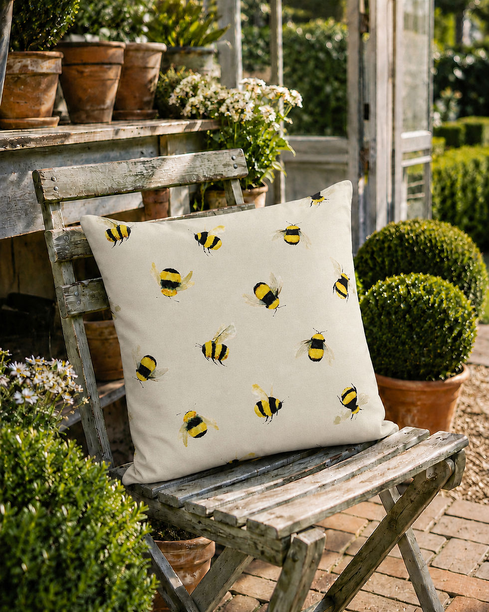 CLARKE AND CLARKE BEES TAUPE 16" 18" SCATTER CUSHION