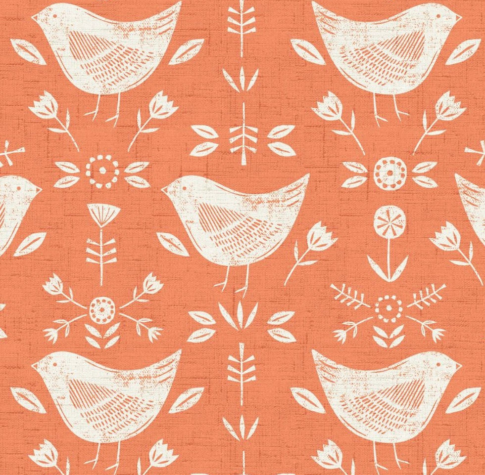 Fryetts Scandi Birds burnt orange draught excluder berry and grouse