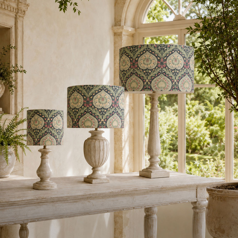 william morris eden midnight lampshade selection of drum lampshades 20cm, 30cm, 40cm drum set within the orangery