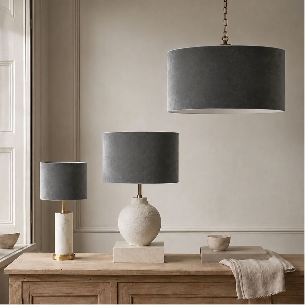 graphite grey House Velvet Drum Lampshades | Neutrals & Grey