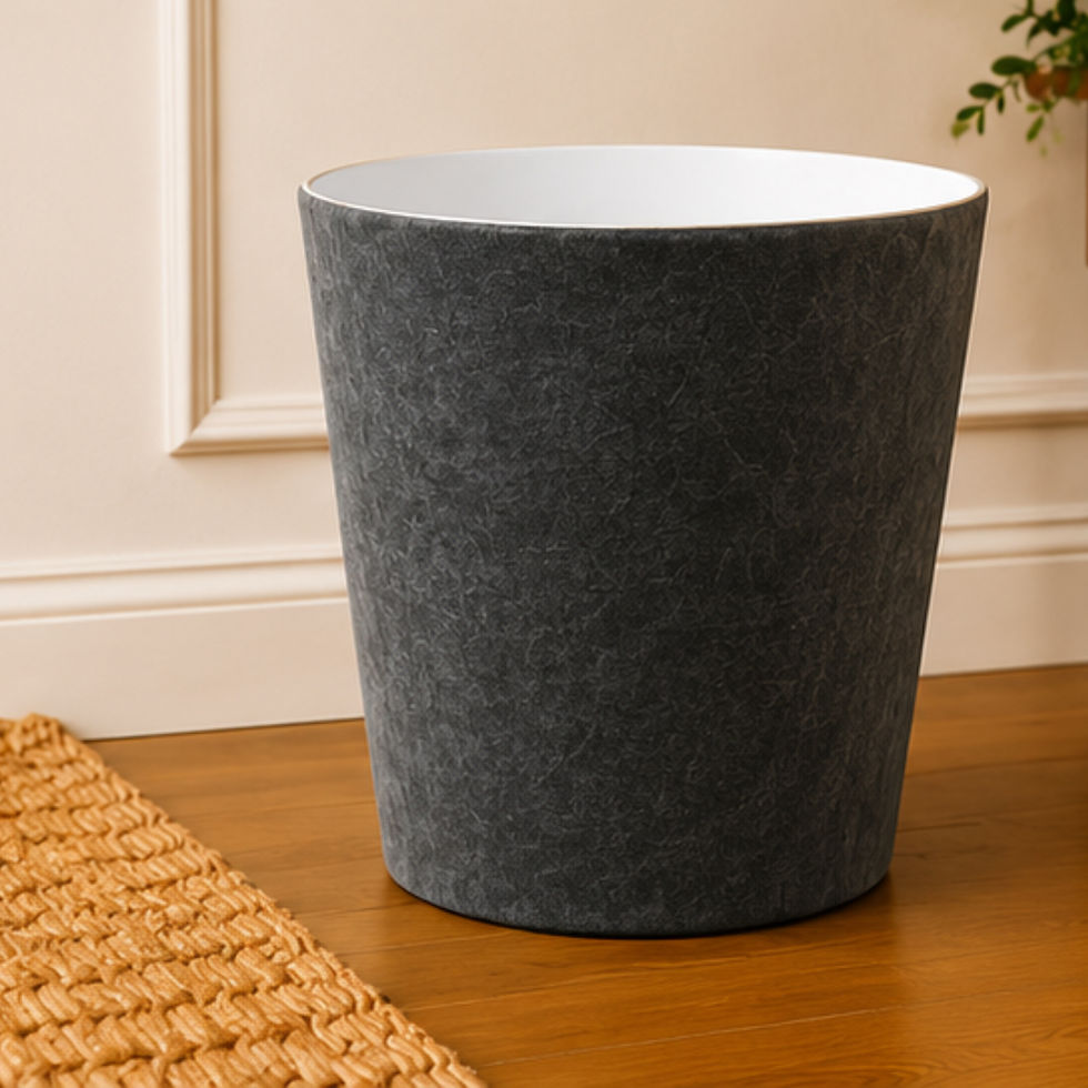 Thumbnail: slate grey velvet waste paper bin for bedrooms, home offices, and dressing rooms