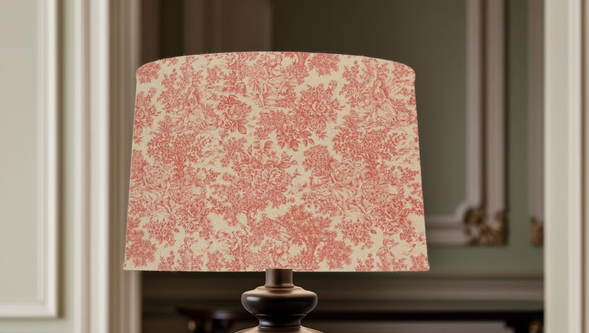 40cm drum ceiling lampshade in zen toile red fabric
