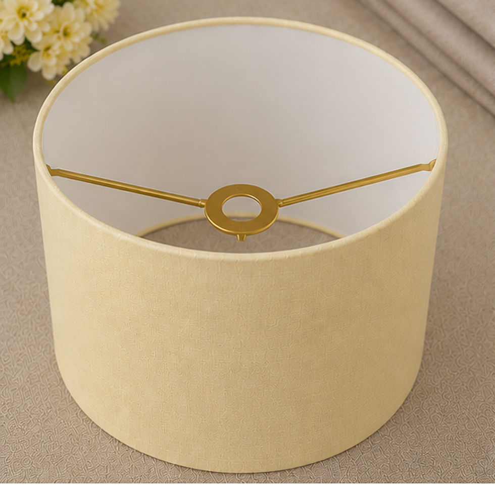 Thumbnail: The Rosette Lampshade in Paddock Primrose, handmade cotton drum lampshade with Vintage Gold frame from The Pony Club collecti