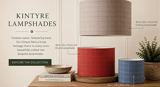 A selection of lampshades in the Kintyre fabric pure wool.