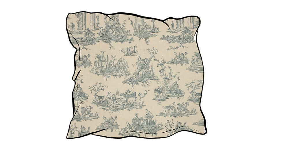french toile marine linen scatter cushion