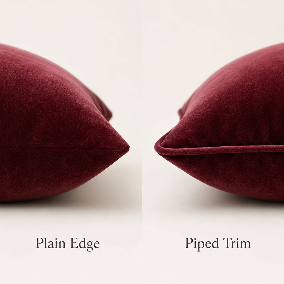 Thumbnail: burgundy Plain edge and piped trim Venetian Velvet cushion covers
