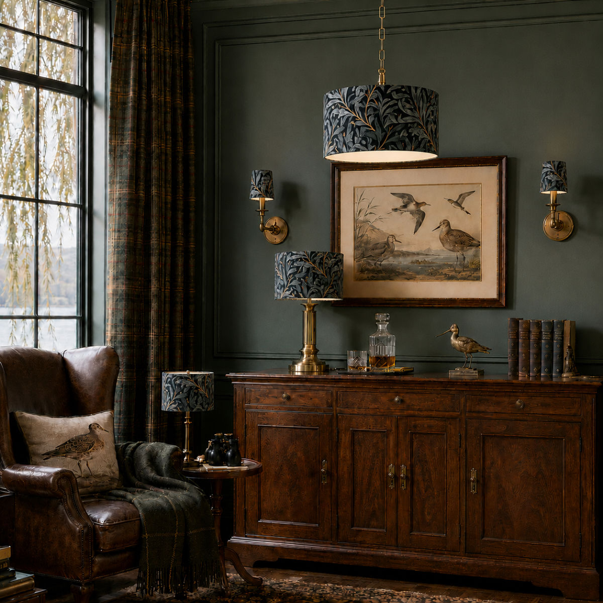 Willow Bough Velvet Shadow Lampshade | The Lake House