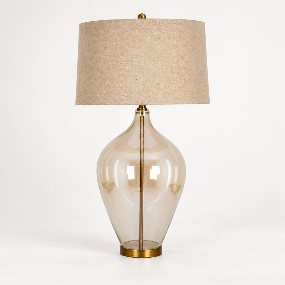 Large clear glass Opaline table lamp with 50cm linen lampshade