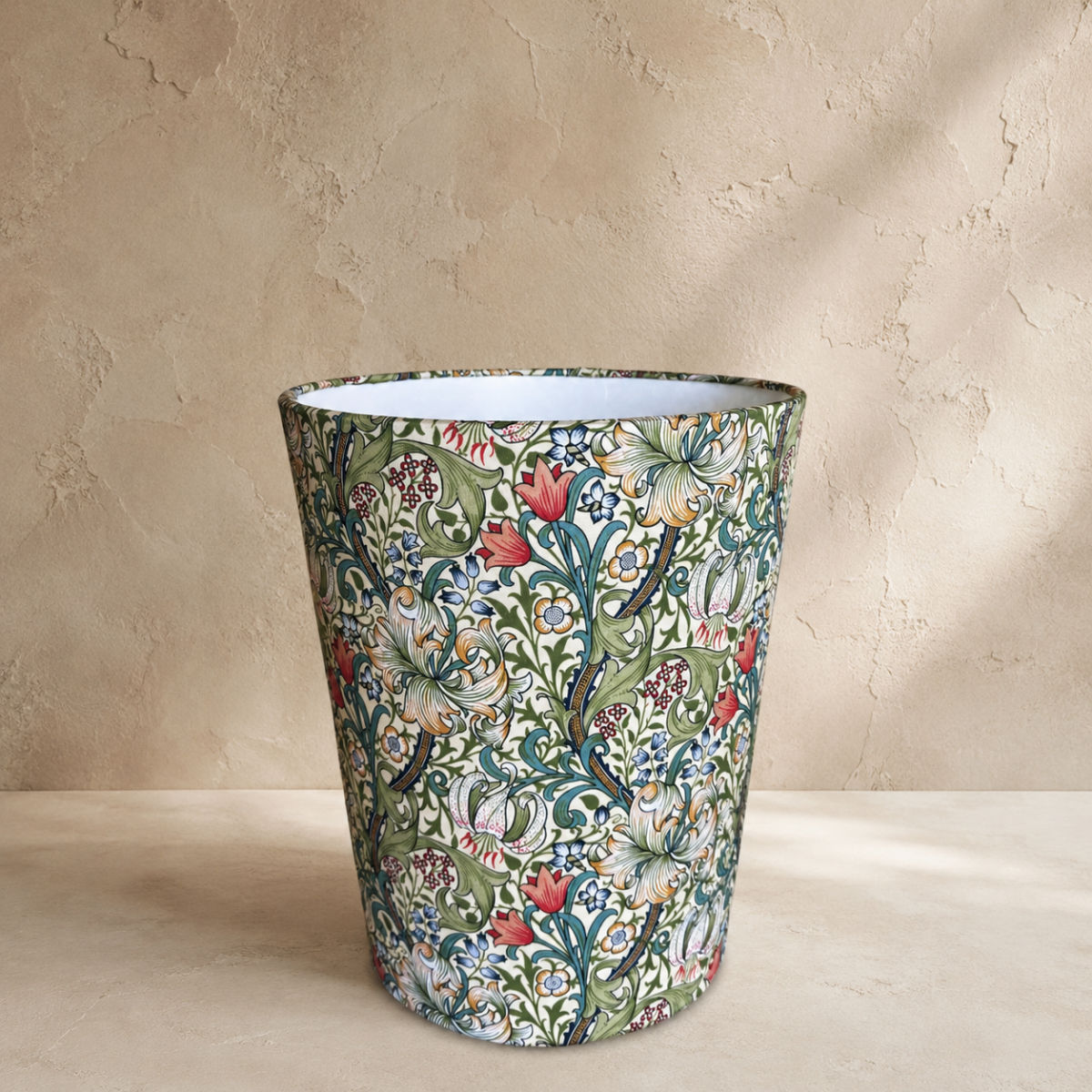 LAURA BEAU FABRIC WASTE PAPER BIN IN GOLDEN LILY CORNSILK