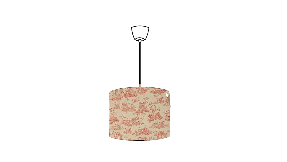 french toile linen red drum ceiling lampshade