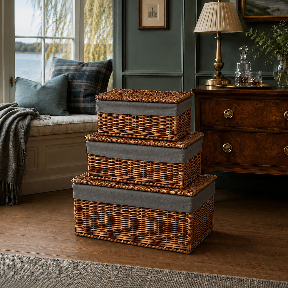 The Willow Bank Storage Set | Grey Sage Willow Hampers
