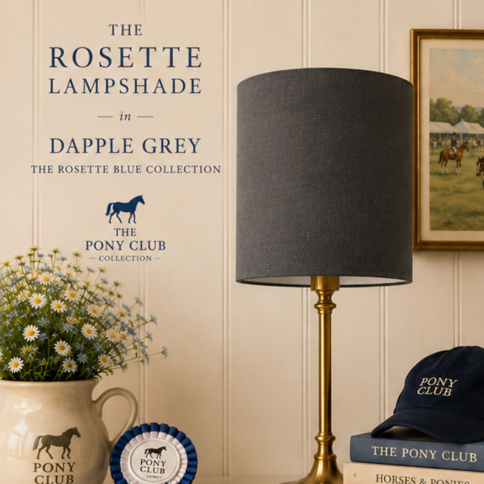 Thumbnail: The Rosette Lampshade in Dapple Grey with Vintage Gold frame from The Pony Club Collection