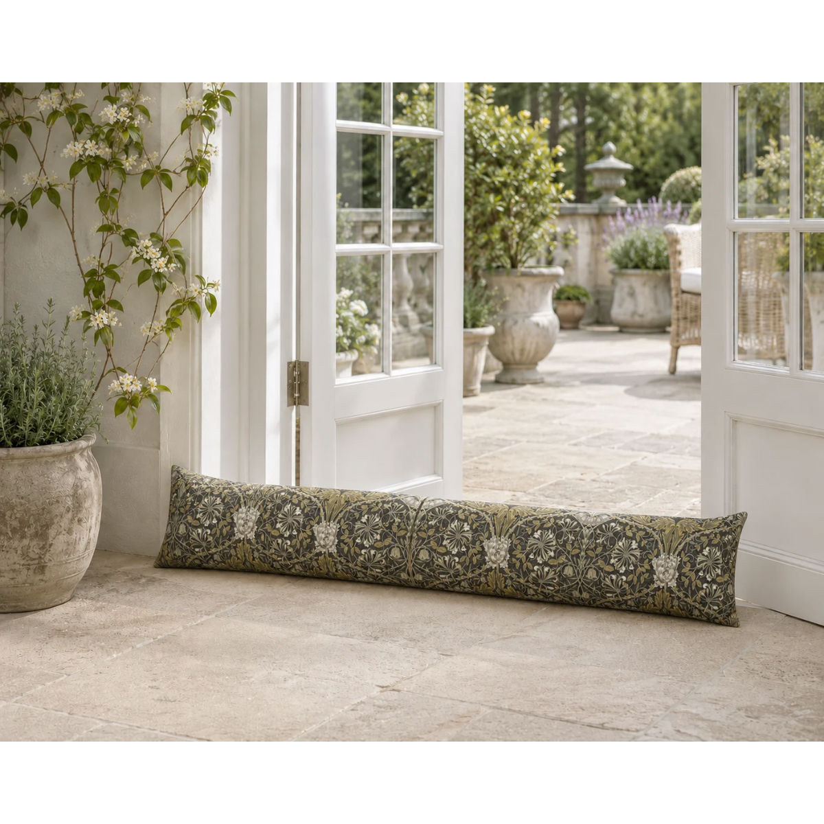 william morris door draught excluders in honeysuckle mocha