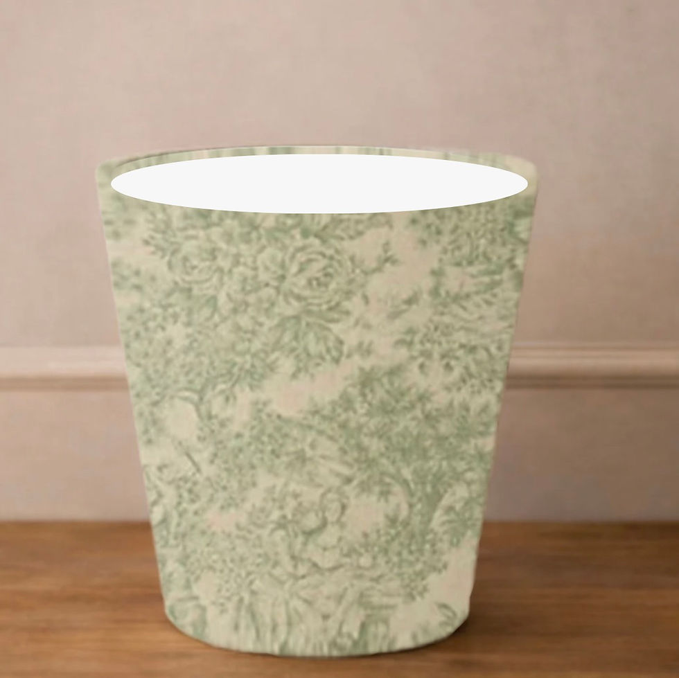 Thumbnail: Handmade Zen Toile in Green Linen Waste Paper Bin