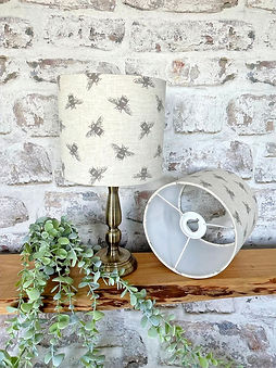 Fryetts Bees in Linen 15cm drum table lampshade