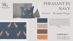 Wrendale Pheasant Navy Scatter Cushion