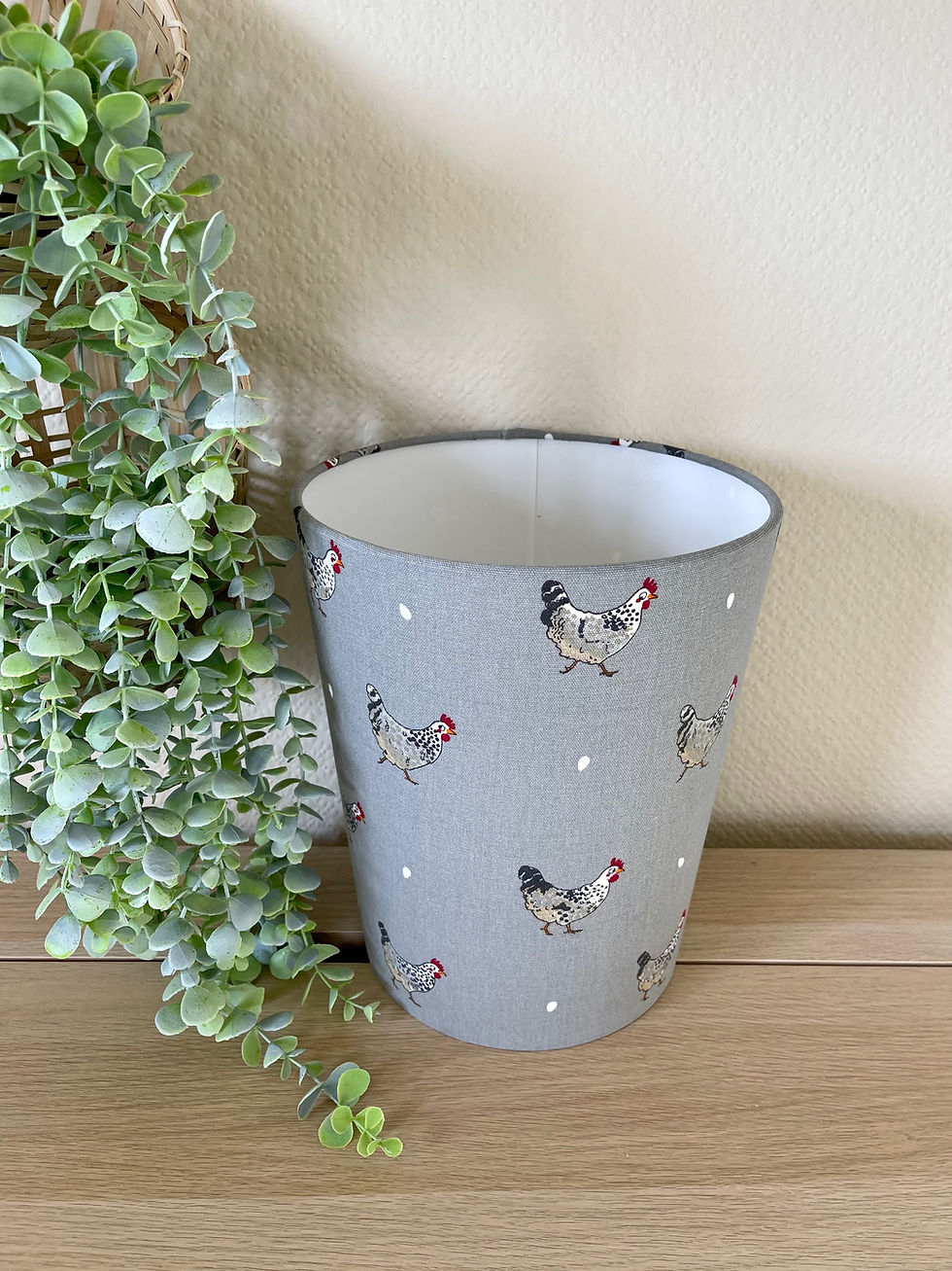 Thumbnail: Sophie Allport Chicken waste paper bin by berry and grouse grey office storage trash can gold silver copper trim