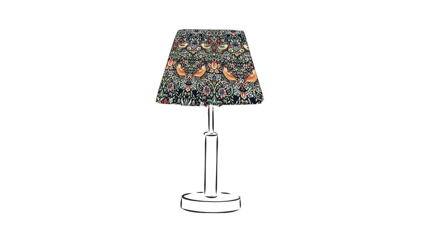william morris strawberry thief ebony mini size print empire table lampshade
