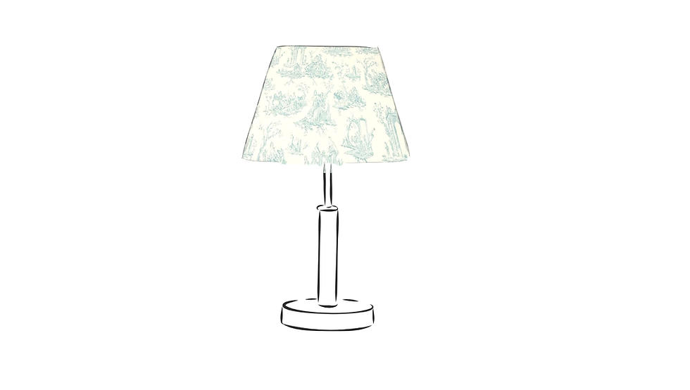 french toile soft blue empire table lampshade
