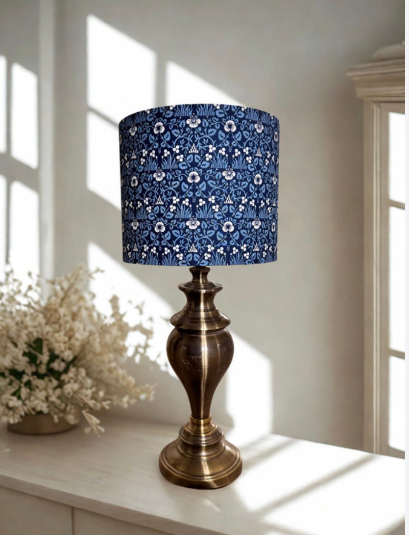 Thumbnail: Handmade William Morris Eye Bright Blue Lampshade