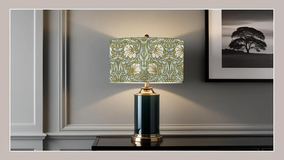william morris Pimpernel in green cream table lampshade