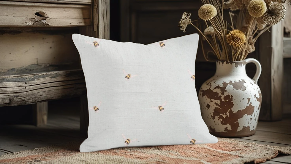 wrendale bees duck egg scatter cushion