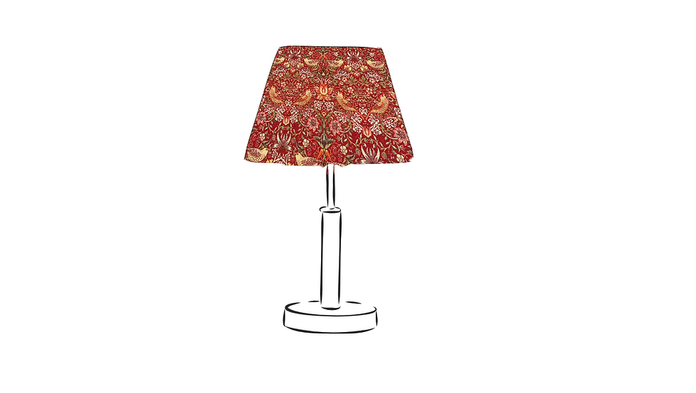 william morris strawberry thief crimson mini size print empire table lampshade