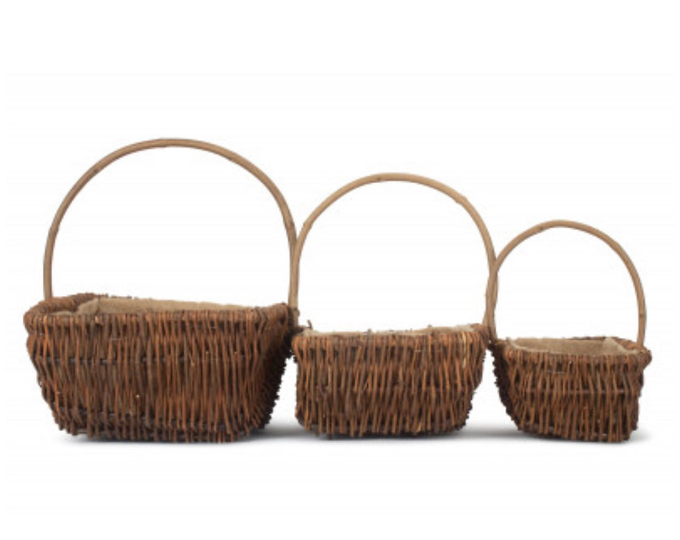 Thumbnail: The Orchard Gathering Baskets — Unpeeled Willow Baskets, Set of Three side by side