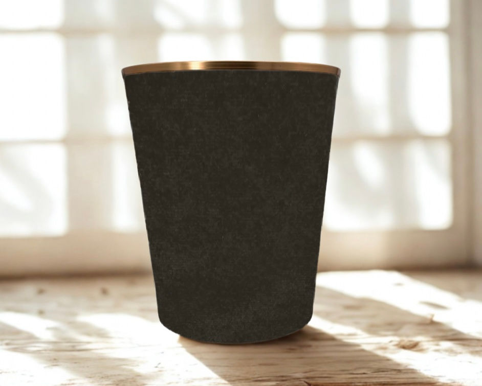 venetian velvet slate grey waste paper bin with gold