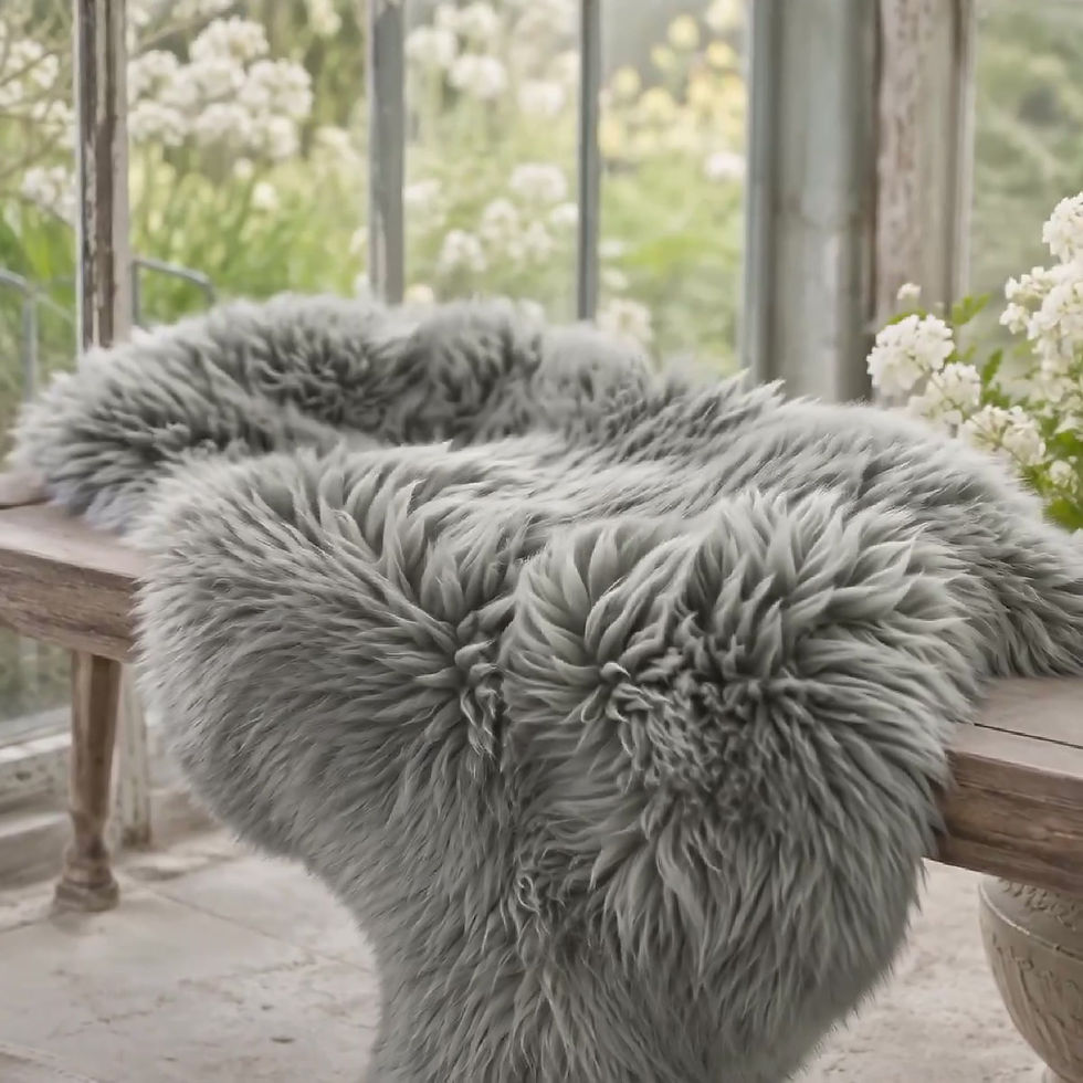 Thumbnail: herd’s Fleece 95cm long-wool sheepskin. set in a glass house video