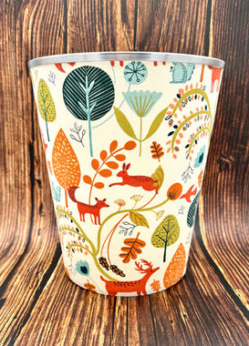 Fryetts Scandi Woodland in Orange Waste Paper Bin with silver trim