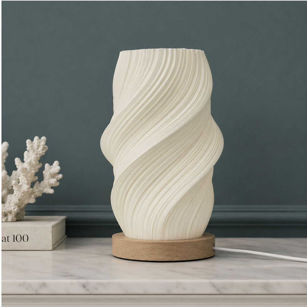 Thumbnail: White sculptural Cloud USB accent light with a softly twisted form set against a blue grey wall